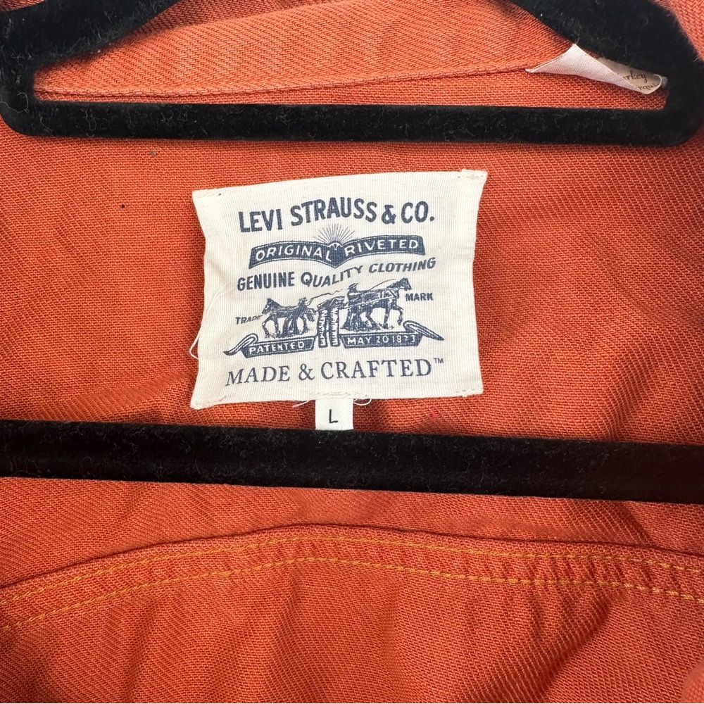 Levi Strauss Burnt Orange Denim Jacket with Embroidered Shoulder Detail Size L - Picture 2 of 8